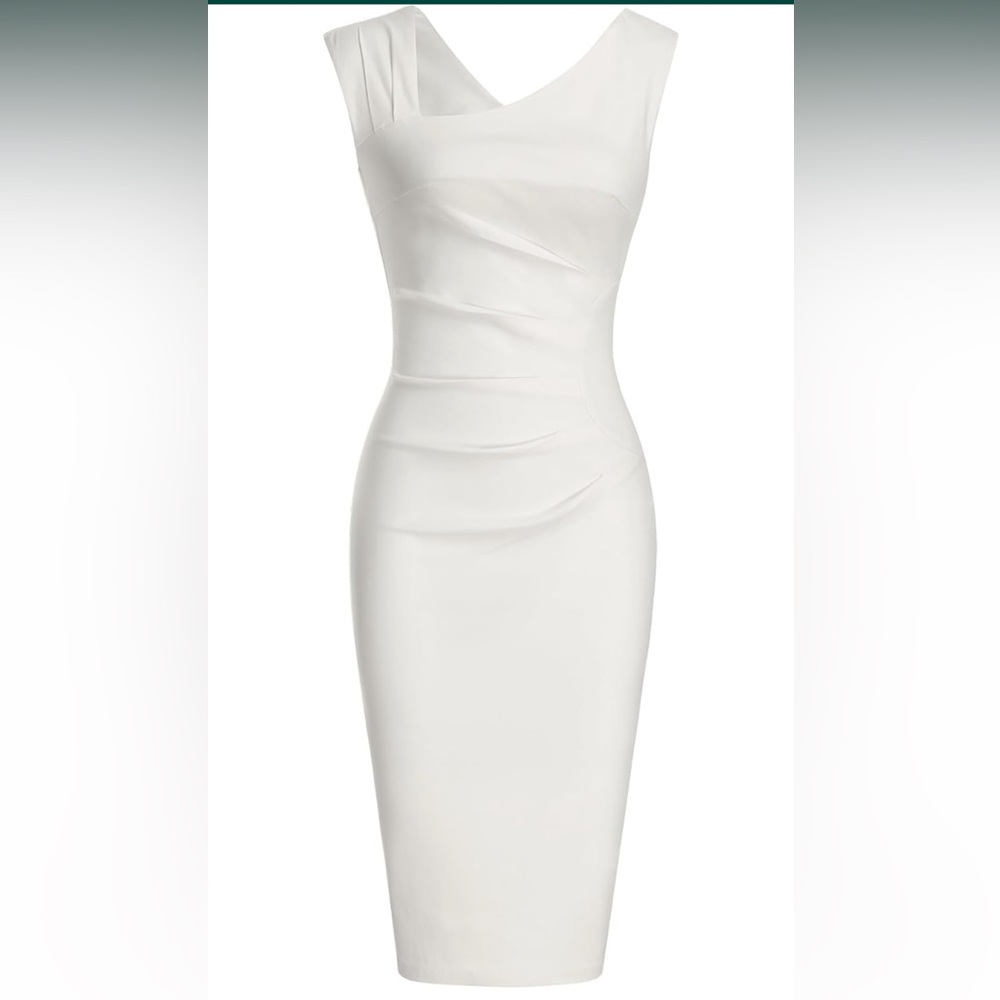 MUXXN Women's Retro 1950s Style Sleeveless Slim Business Pencil Dress - Picture 3 of 13